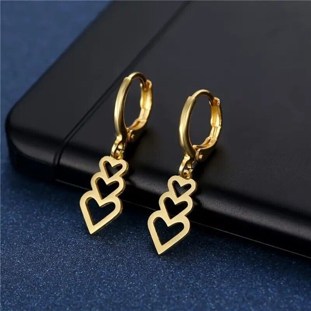 Adorable Stacked Heart Dangle Earrings